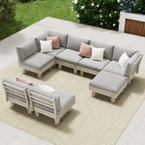 Milano Luxe Wooden Outdoor Lounge Set with Table | Modern Soft Extra Wide Cushions Outdoor Sofa Set