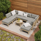 Playa Orsini Wooden Outdoor Lounge Set with Table | Modern Beige Cushion Outdoor Lounge Set