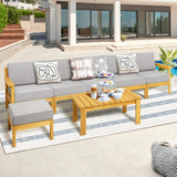 Playa Bonita Wooden Outdoor Lounge Set | Flexi Layout Modern Outdoor Patio Furniture Set