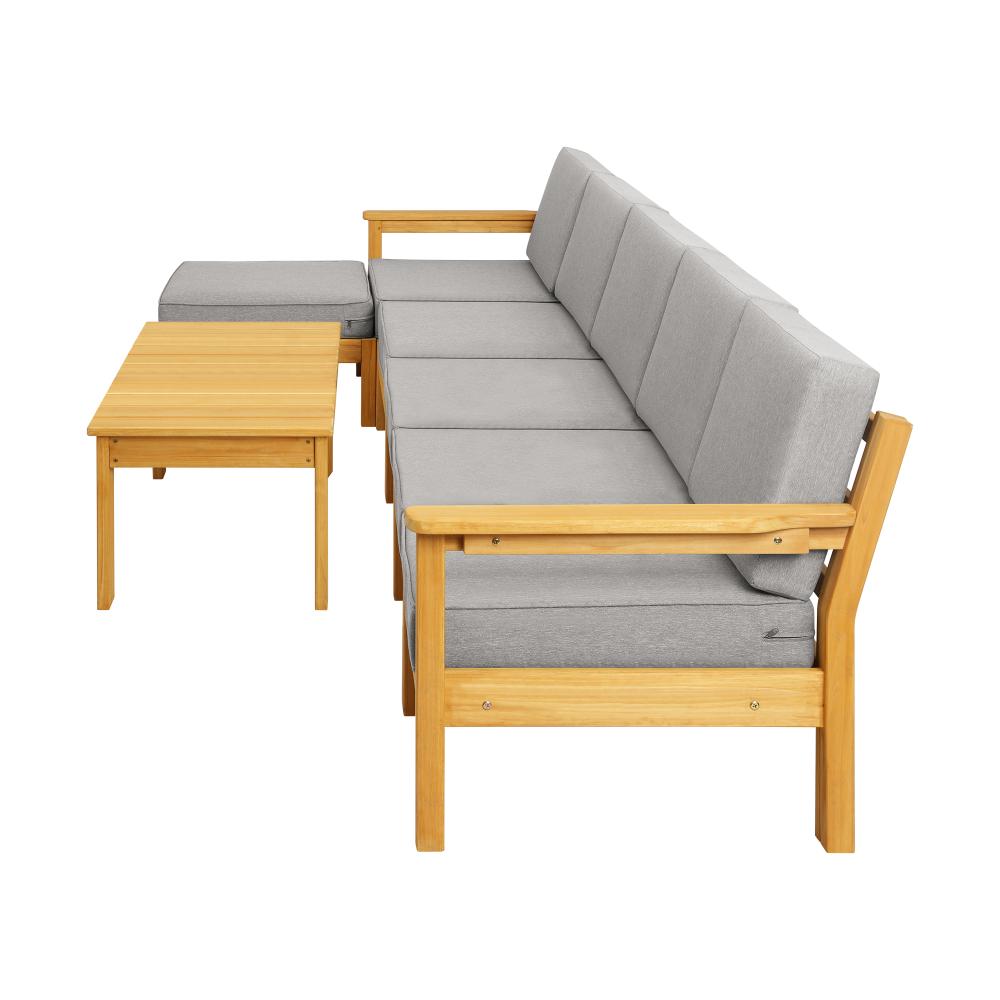 Playa Bonita Wooden Outdoor Lounge Set | Flexi Layout Modern Outdoor Patio Furniture Set