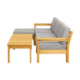 Playa Bonita Wooden Outdoor Lounge Set | Flexi Layout Modern Outdoor Patio Furniture Set