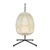Milano Soft Padded Luxe Covered Outdoor Egg Chair | Modern Swinging Plush Egg Chair