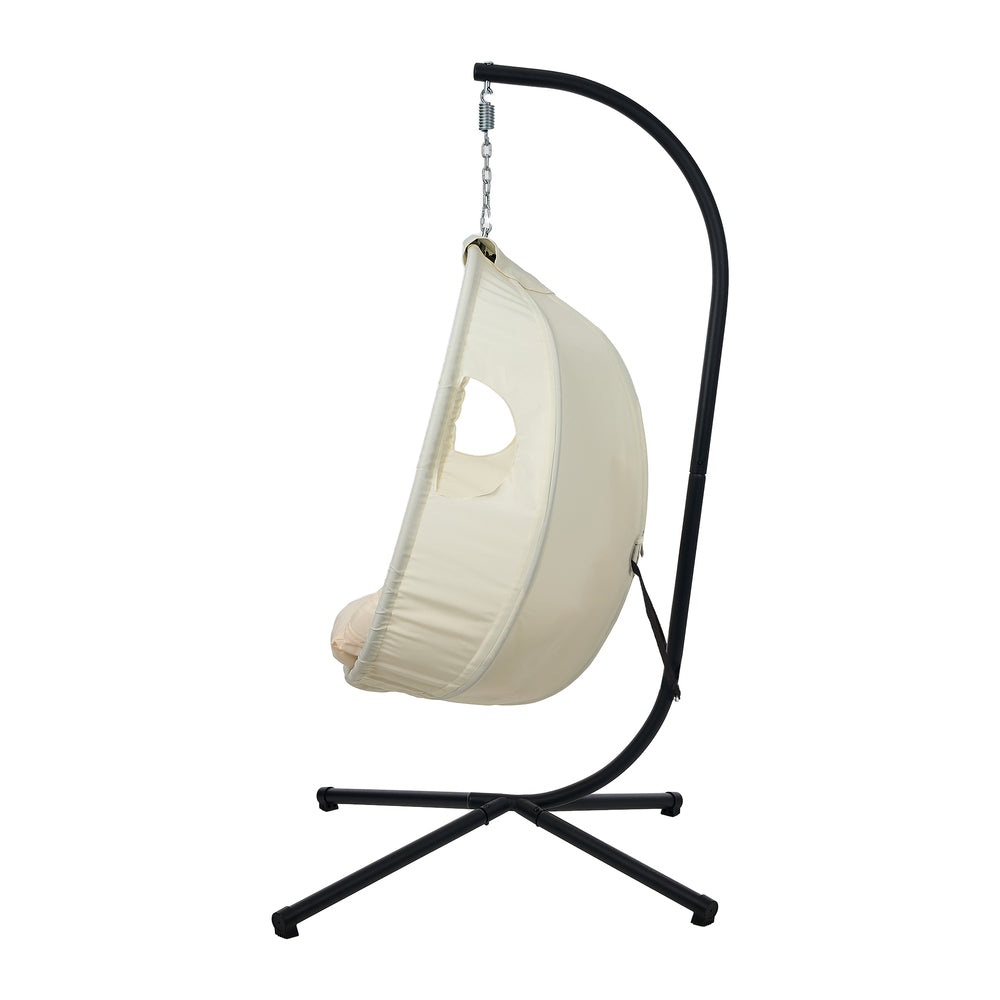 Milano Soft Padded Luxe Covered Outdoor Egg Chair | Modern Swinging Plush Egg Chair