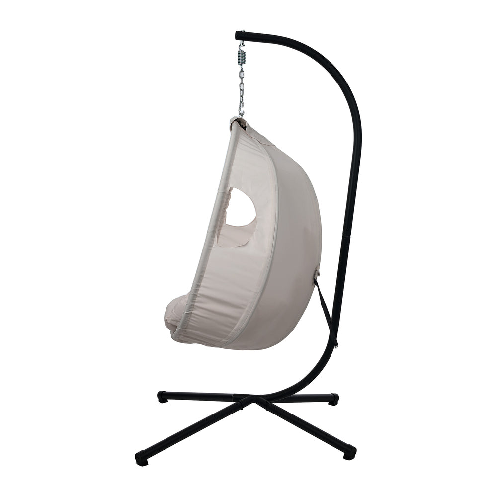 Milano Soft Padded Luxe Covered Outdoor Egg Chair | Modern Swinging Plush Egg Chair