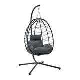 Milano Soft Padded Luxe Rattan Outdoor Egg Chair | Modern Swinging Plush Egg Chair