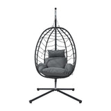 Milano Soft Padded Luxe Rattan Outdoor Egg Chair | Modern Swinging Plush Egg Chair