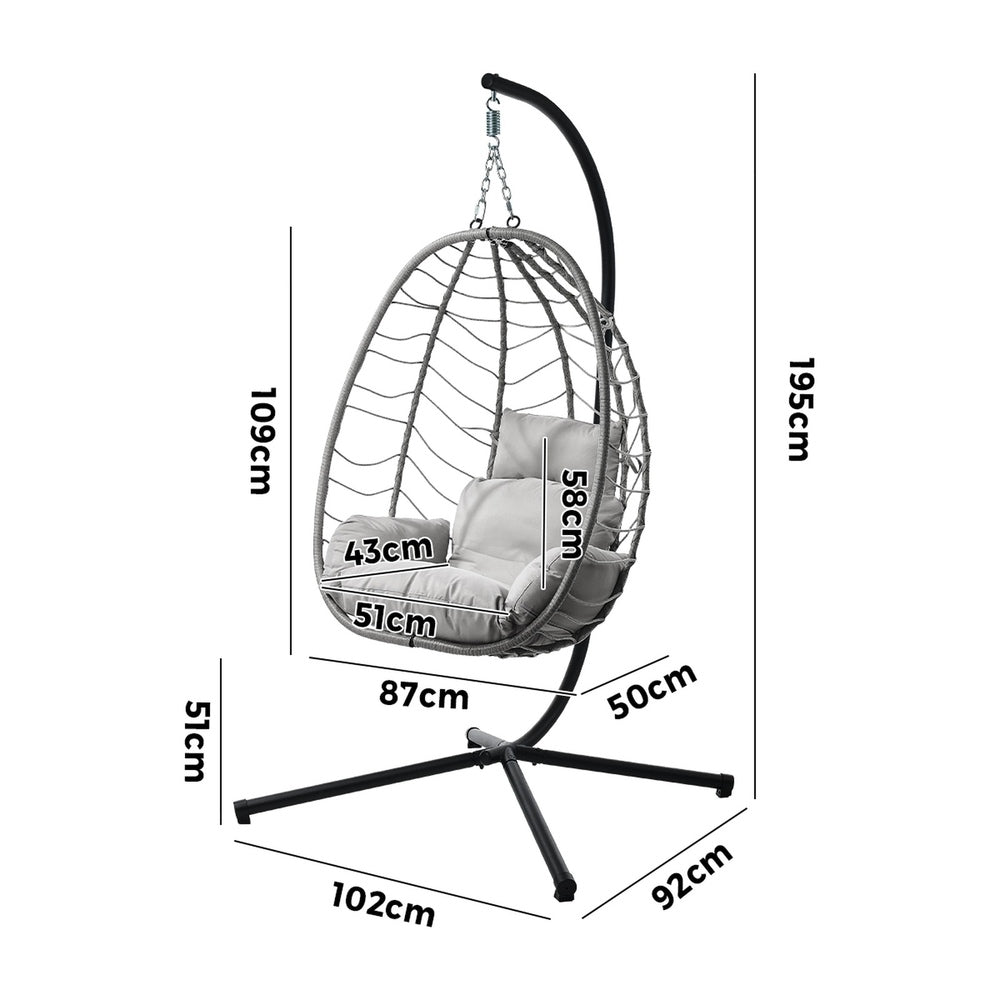 Milano Soft Padded Luxe Rattan Outdoor Egg Chair | Modern Swinging Plush Egg Chair