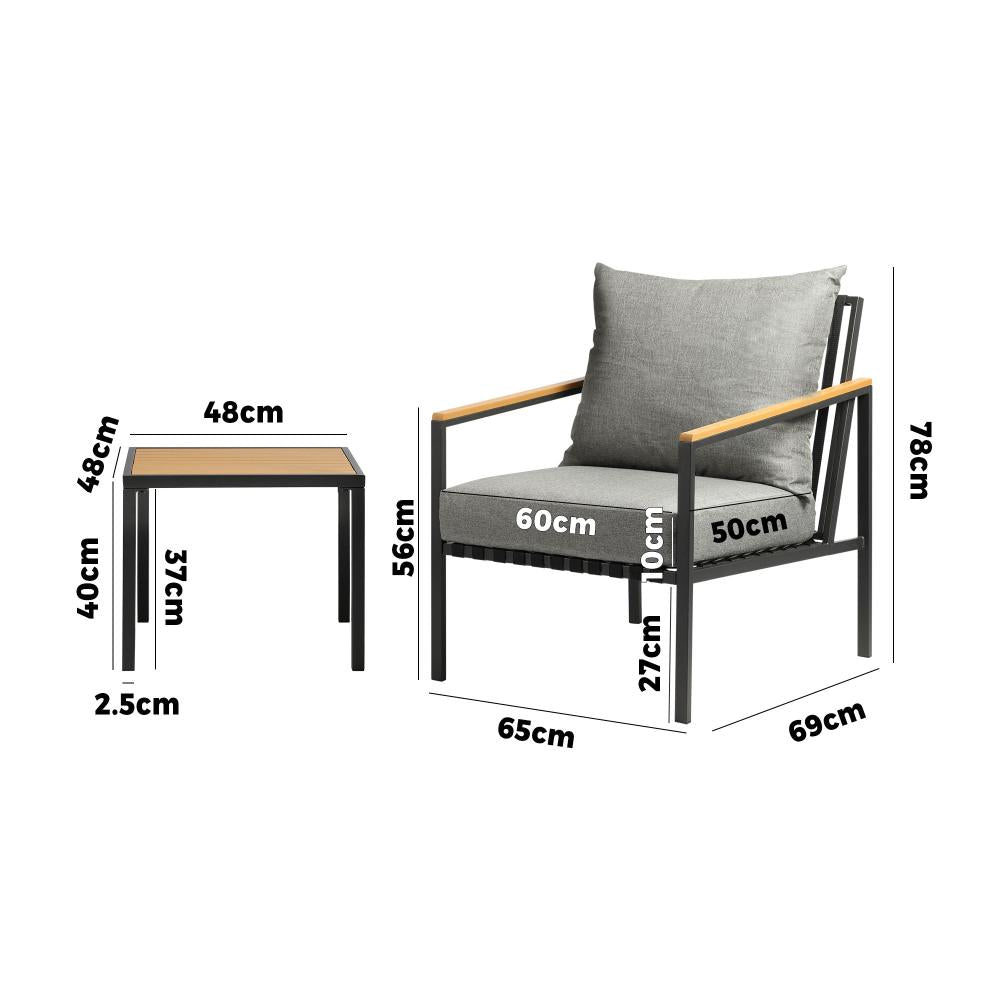 Peruzzi Deluxe Outdoor Furniture Set | Cushioned Metal Wood Patio Setting