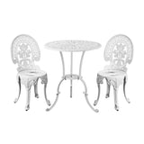 Milano 3pc Outdoor Bistro Set | Cast Alyminium Patterned Table and Chair Bistro Set