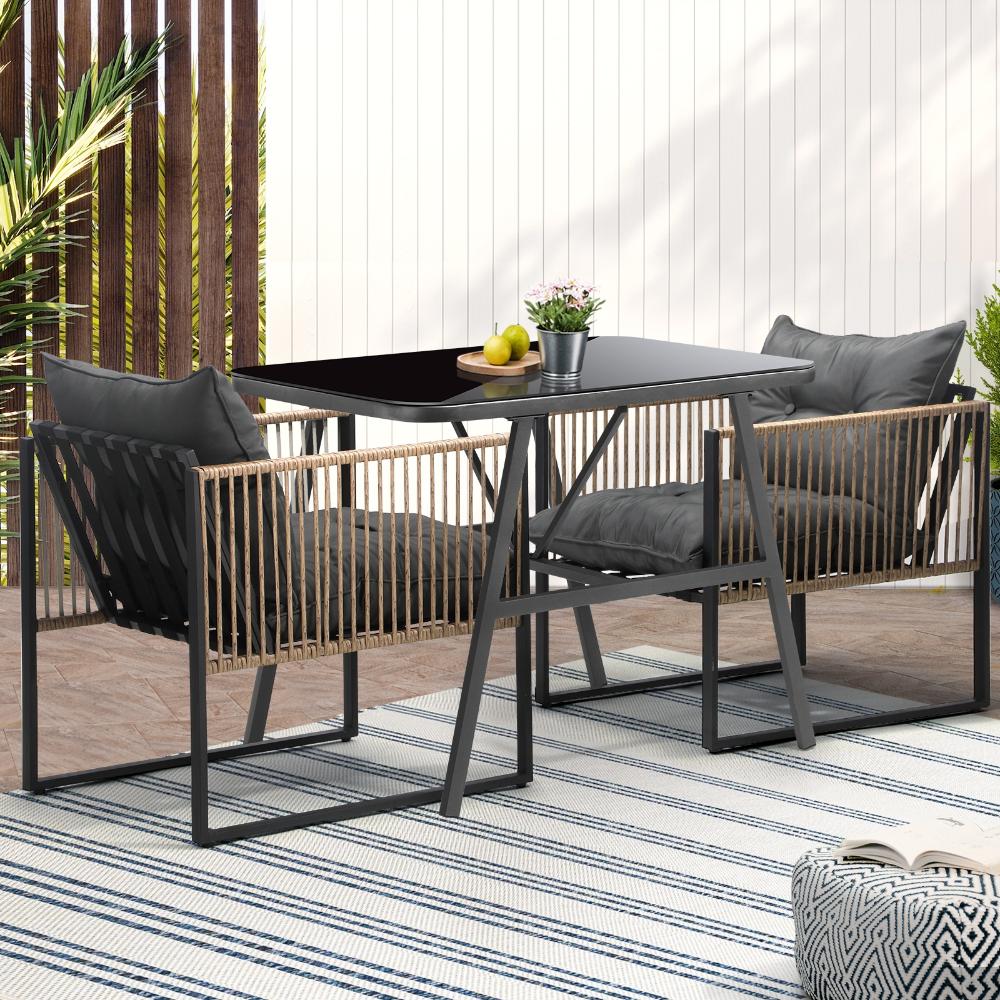 Premium 3 or 5pc Nuvo Table and Chair Outdoor Set | Soft Cushioned Chairs and Table Patio Furniture Set