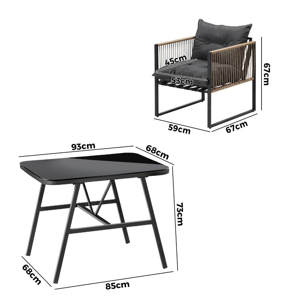Premium 3 or 5pc Nuvo Table and Chair Outdoor Set | Soft Cushioned Chairs and Table Patio Furniture Set