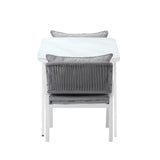 Alluro White 3pc Marble Style Table and Chair Outdoor Set | Soft Cushioned Chairs and Table Patio Furniture Set