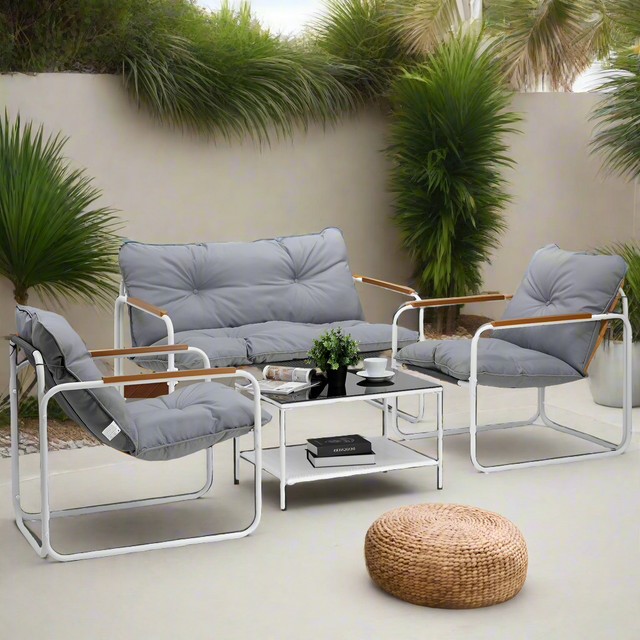 Sierra 4 Piece Outdoor Furniture Patio Set Weather Resistant Padded S Ontrendideas Bed and Bath