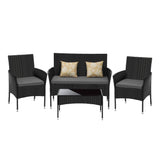 Terraza Premium Wicker Rattan 4pc Outdoor Furniture Set | 4 Piece Outdoor Lounge and Table Patio Set