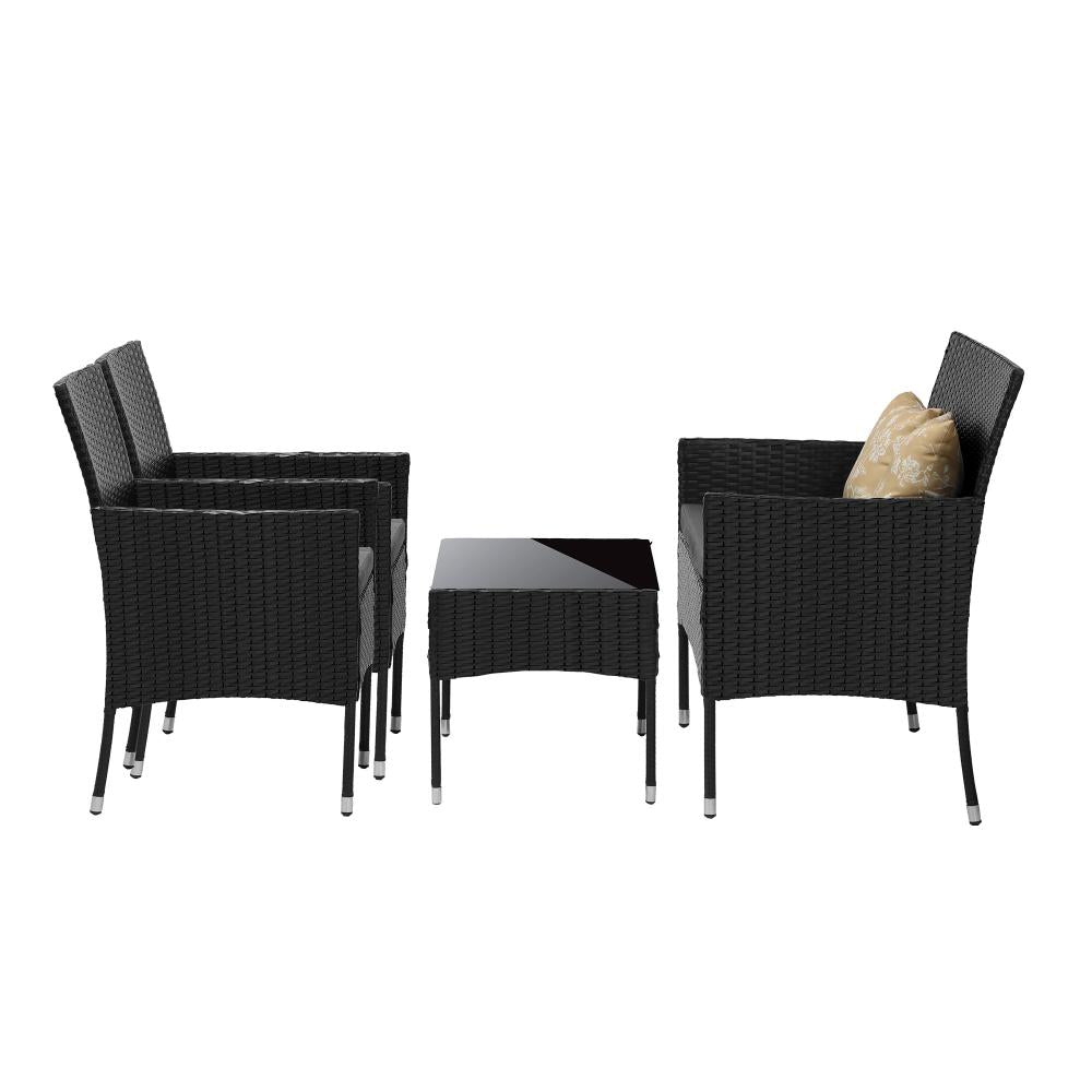 Terraza Premium Wicker Rattan 4pc Outdoor Furniture Set | 4 Piece Outdoor Lounge and Table Patio Set