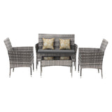 Terraza Premium Wicker Rattan 4pc Outdoor Furniture Set | 4 Piece Outdoor Lounge and Table Patio Set
