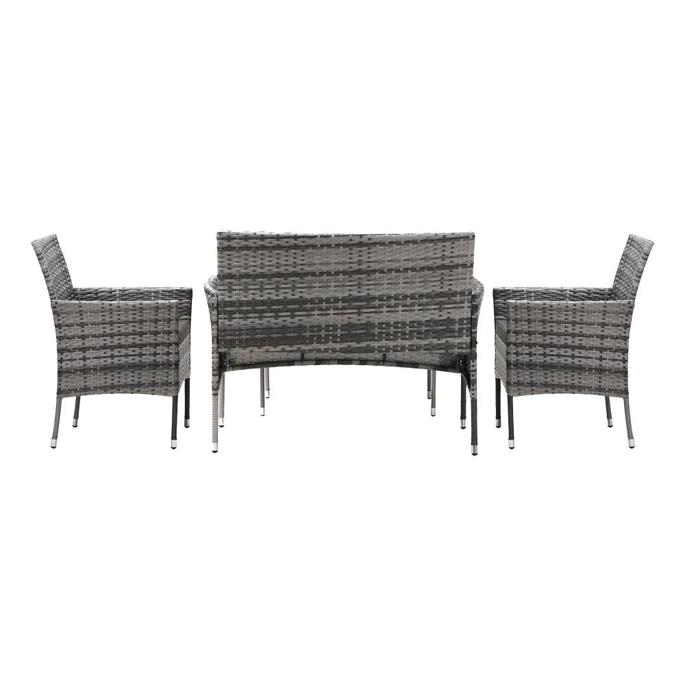 Terraza Premium Wicker Rattan 4pc Outdoor Furniture Set | 4 Piece Outdoor Lounge and Table Patio Set