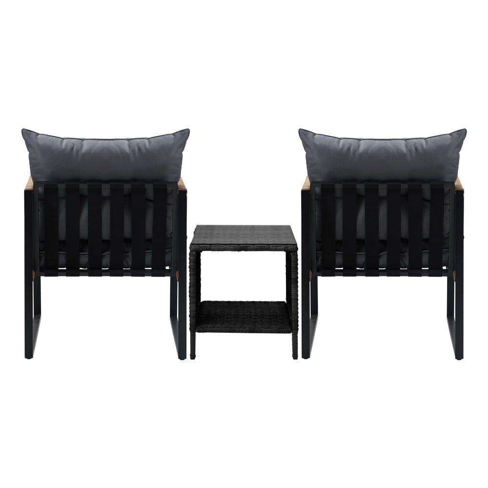 Ulara 3 Piece Outdoor Furniture Patio Set | UV Resistant Wicker Setting | 3pc Lounger Chair Set with Cushions