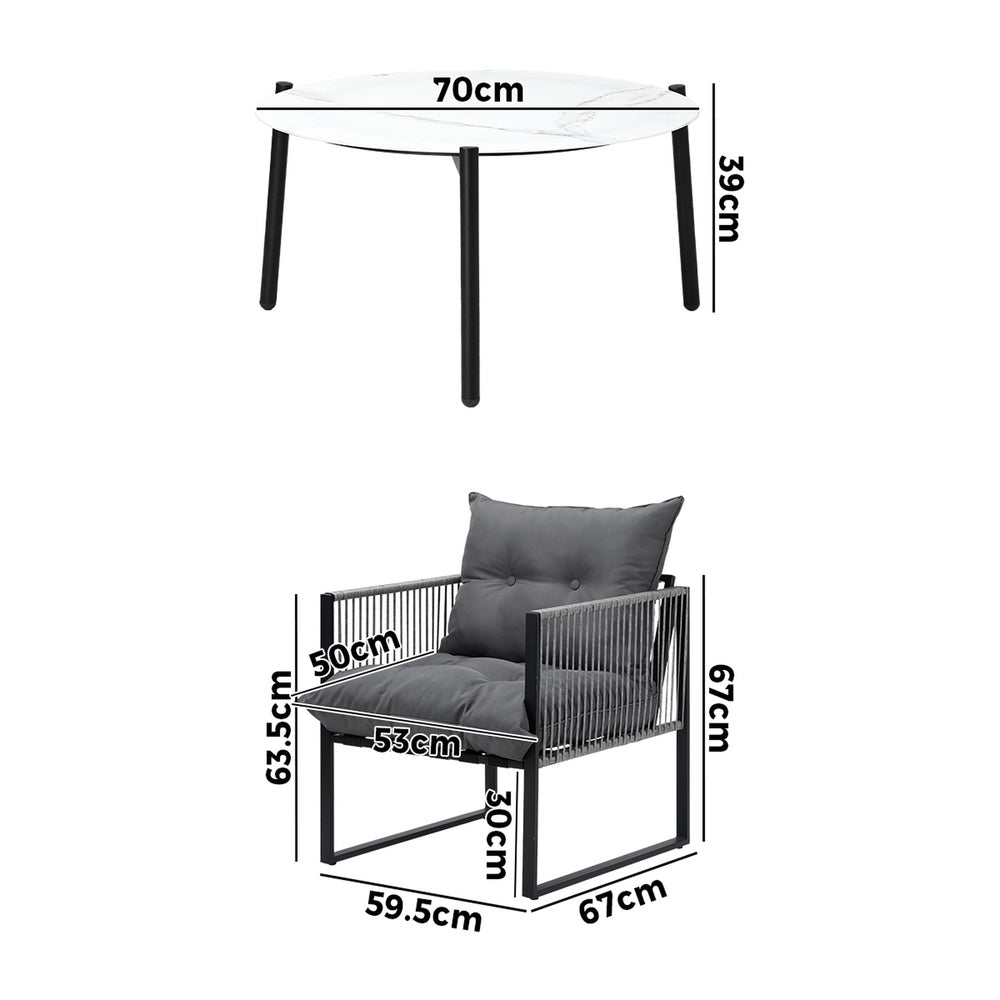 Amalfi  3 or 5pc Premium Table and Chair Outdoor Set | Soft Cushioned Chairs and Table Patio Furniture Set