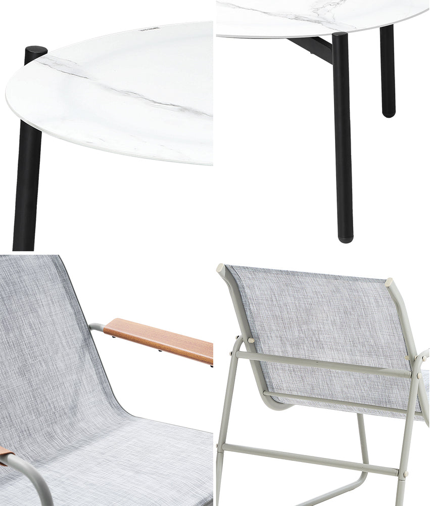 Blanco Nuovo Modern Designer Outdoor Set | 3,4 or 5 Piece White Patio Lounge Table Chair Setting