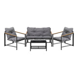 Parisi 4 Piece Outdoor Furniture Patio Set| Weather Resistant Padded Setting | 4pc Lounger Chair Set with Cushions
