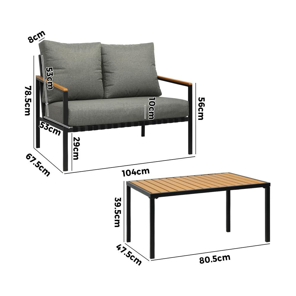 Peruzzi Deluxe Outdoor Furniture Set | Cushioned Metal Wood Patio Setting