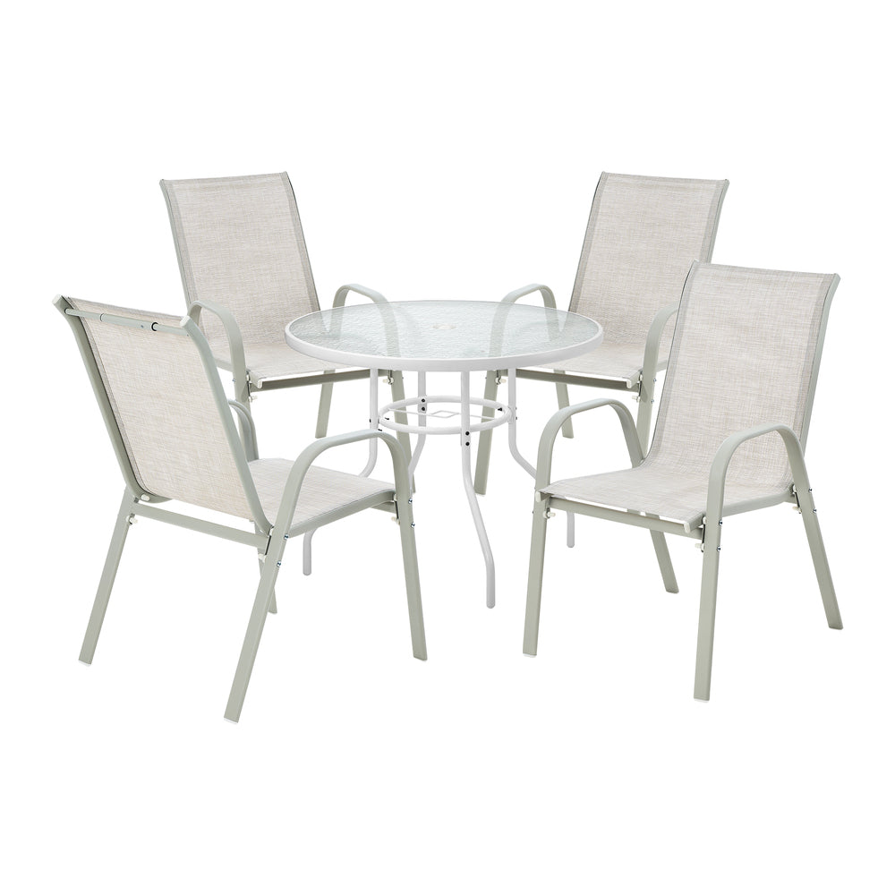 Solero 5 Piece Outdoor Dining Set | 90cm Round Table Outdoor Bistro Set