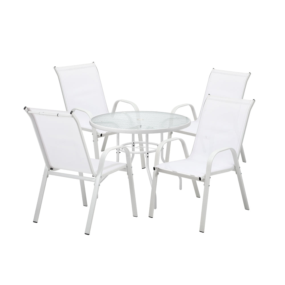 Solero 5 Piece Outdoor Dining Set | 90cm Round Table Outdoor Bistro Set