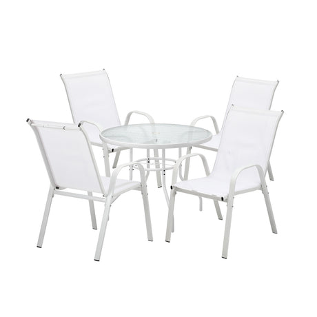Solero 5 Piece Outdoor Dining Set | 90cm Round Table Outdoor Bistro Set