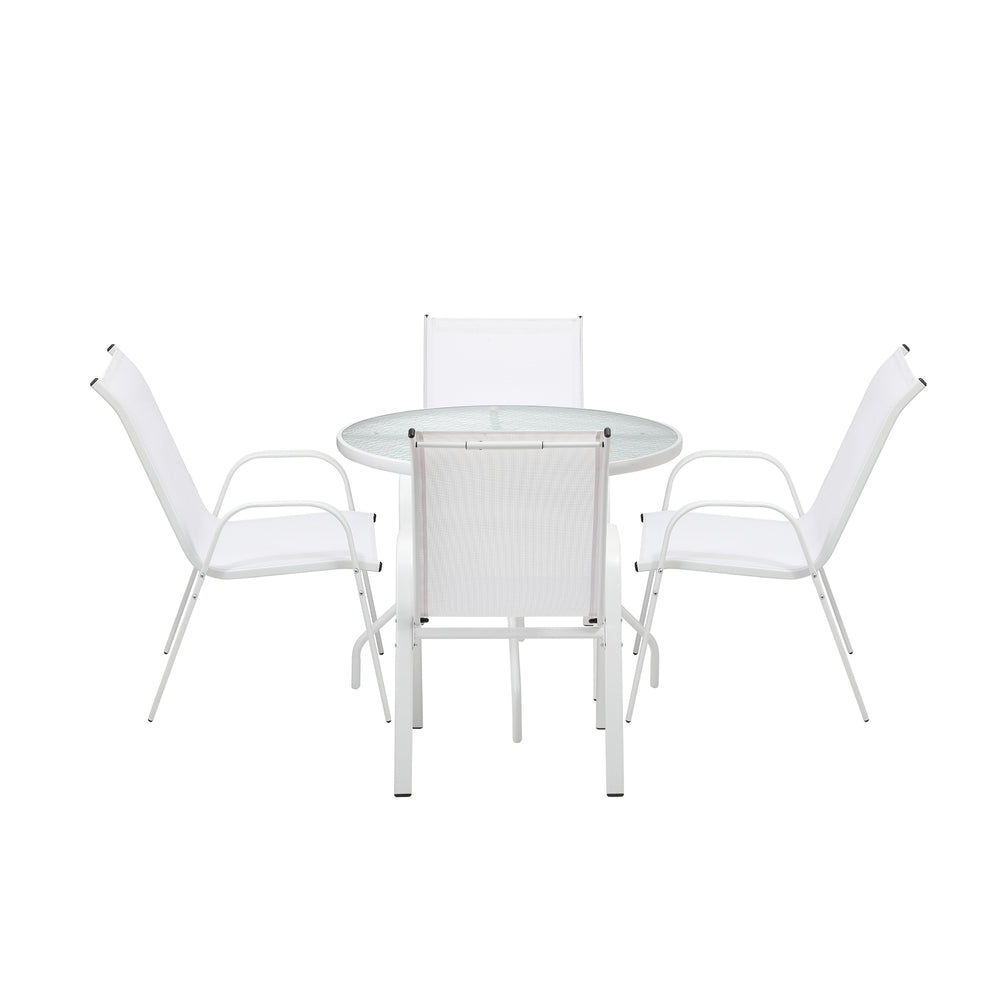 Solero 5 Piece Outdoor Dining Set | 90cm Round Table Outdoor Bistro Set