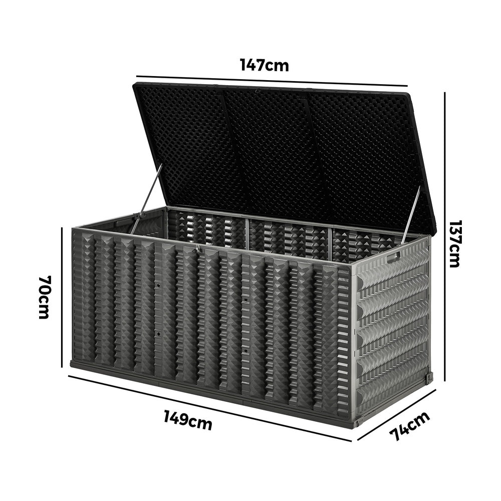 Forte 680L Extra Large Weatherproof Outdoor Storage Box | Foldable Pool Garden Storage Box