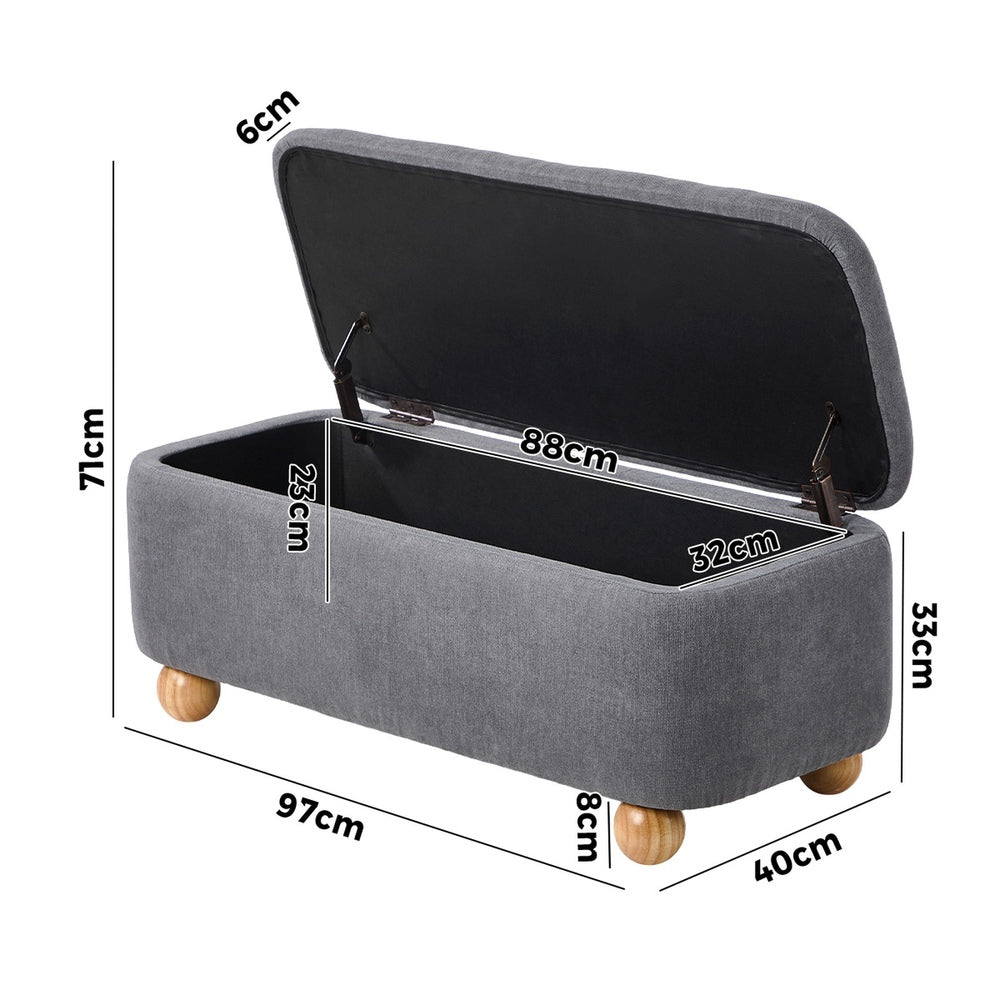 Taledo Two in One Ottoman Storage Box and Seating Bench | Cushioned Soft Boucle or Fabric Blanket Box
