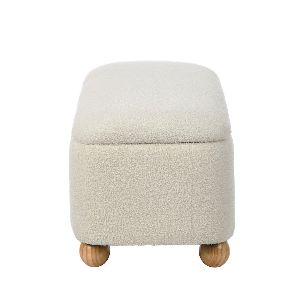 Taledo Two in One Ottoman Storage Box and Seating Bench | Cushioned Soft Boucle or Fabric Blanket Box