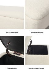 Taledo Two in One Ottoman Storage Box and Seating Bench | Cushioned Soft Boucle or Fabric Blanket Box