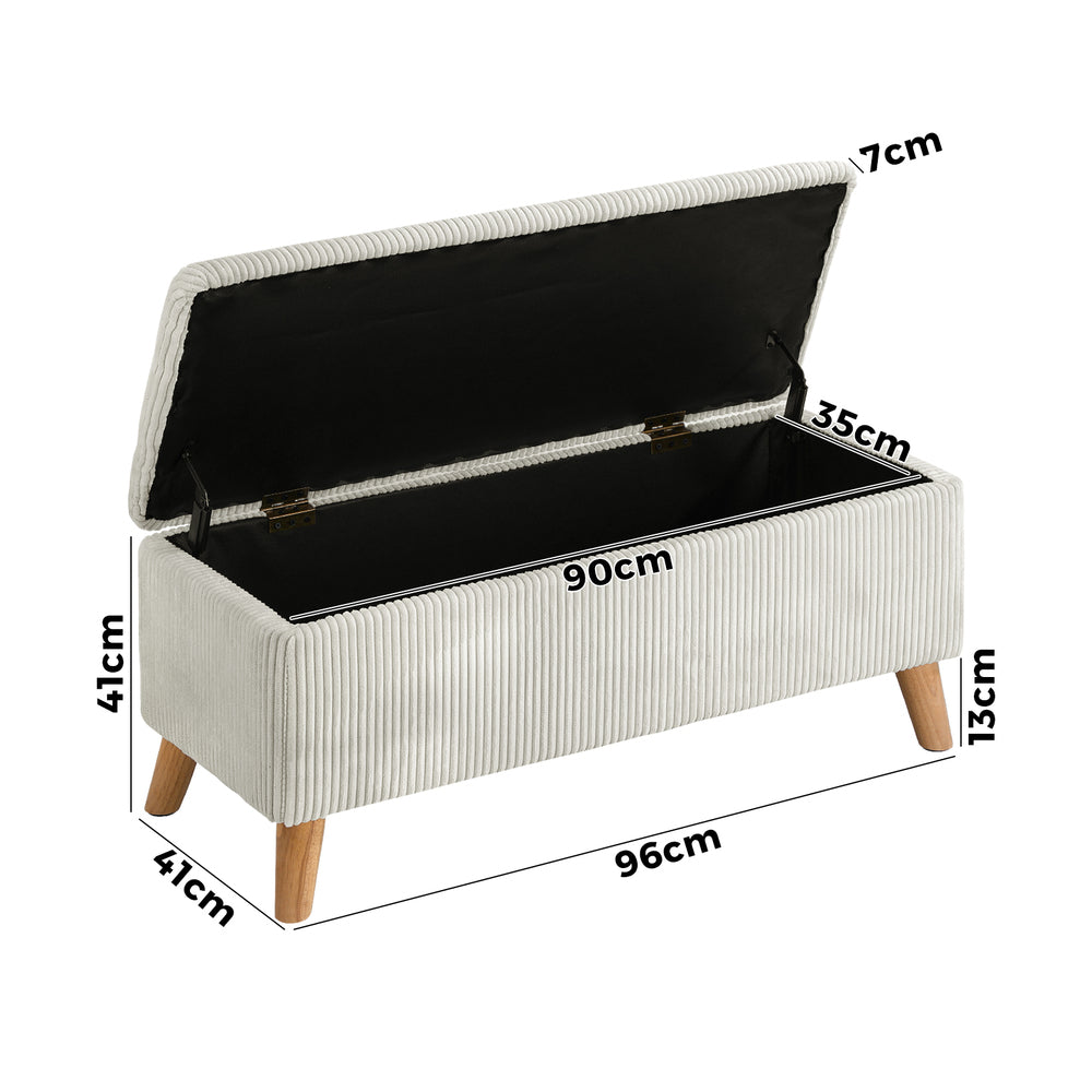 Parisi Two in One Ottoman Storage Box and Seating Bench | Cushioned Soft Velvet Ripple Blanket Box