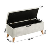 Parisi Two in One Ottoman Storage Box and Seating Bench | Cushioned Soft Velvet Ripple Blanket Box