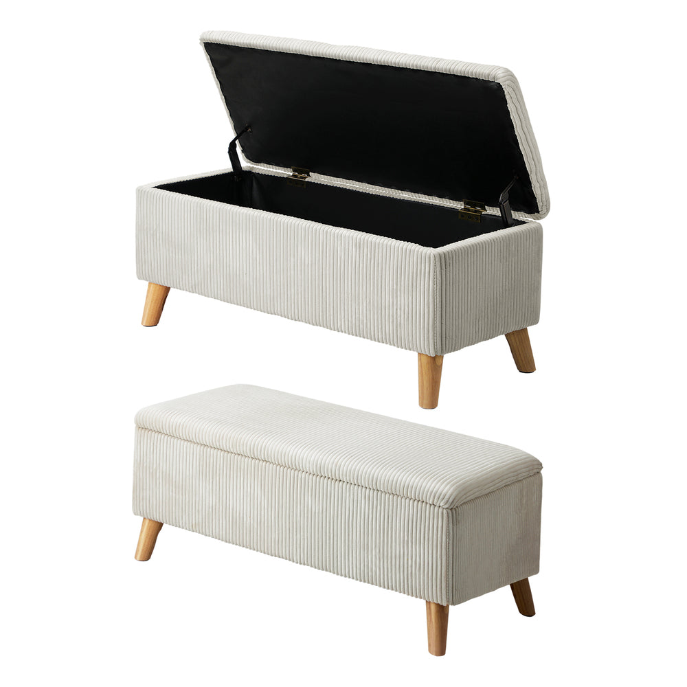 Parisi Two in One Ottoman Storage Box and Seating Bench | Cushioned Soft Velvet Ripple Blanket Box