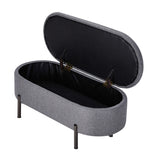 Julia Two in One Storage Ottoman and Seating Bench | Oval Shaped Modern Blanket Box Boucle or Linen