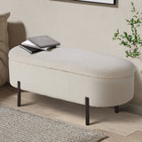 Julia Two in One Storage Ottoman and Seating Bench | Oval Shaped Modern Blanket Box Boucle or Linen