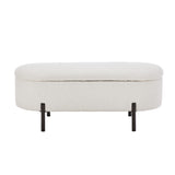 Julia Two in One Storage Ottoman and Seating Bench | Oval Shaped Modern Blanket Box Boucle or Linen