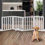 Premium White Wooden Foldable Pet Gate | Modern Dog Fence | 3/4/6 Panel Pet Safety Gate