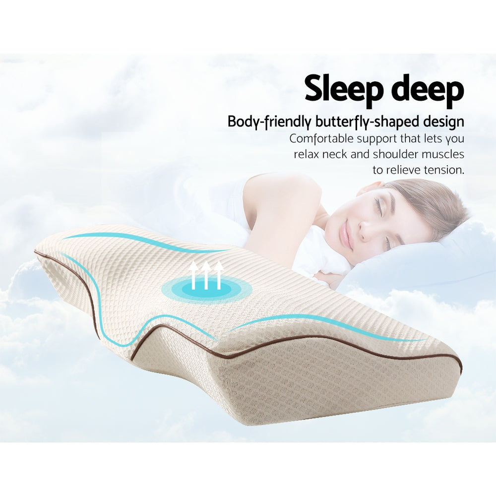 Nuvola Luxury Multi Position Neck Support Pillow | Memory Foam Butterfly Shape Pillow in Beige