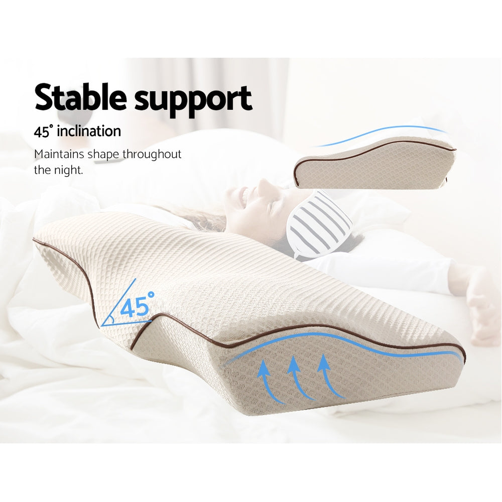 Nuvola Luxury Multi Position Neck Support Pillow | Memory Foam Butterfly Shape Pillow in Beige