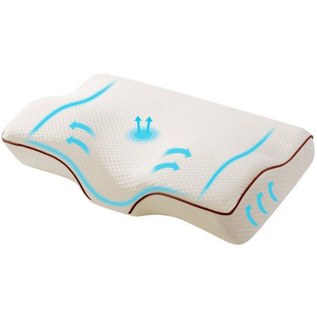 Nuvola Luxury Multi Position Neck Support Pillow | Memory Foam Butterfly Shape Pillow in Beige