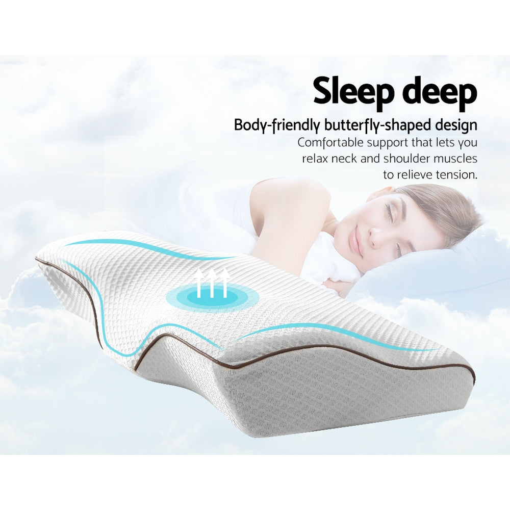 Nuvola Luxury Multi Position Neck Support Pillow | Memory Foam Butterfly Shape Pillow in Grey