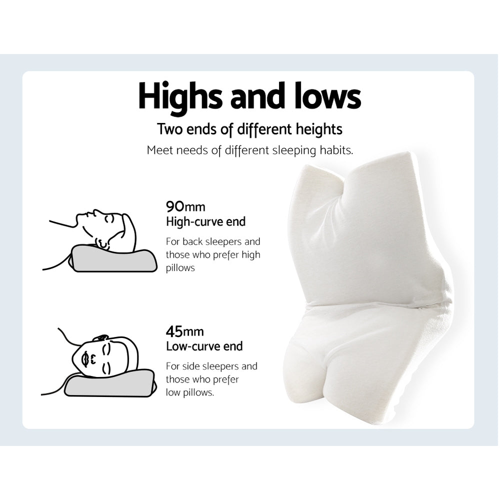 Nuvola Luxury Multi Position Neck Support Pillow | Memory Foam Butterfly Shape Pillow in Grey