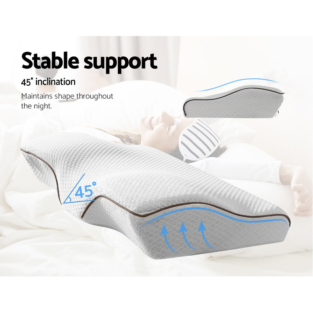 Nuvola Luxury Multi Position Neck Support Pillow | Memory Foam Butterfly Shape Pillow in Grey