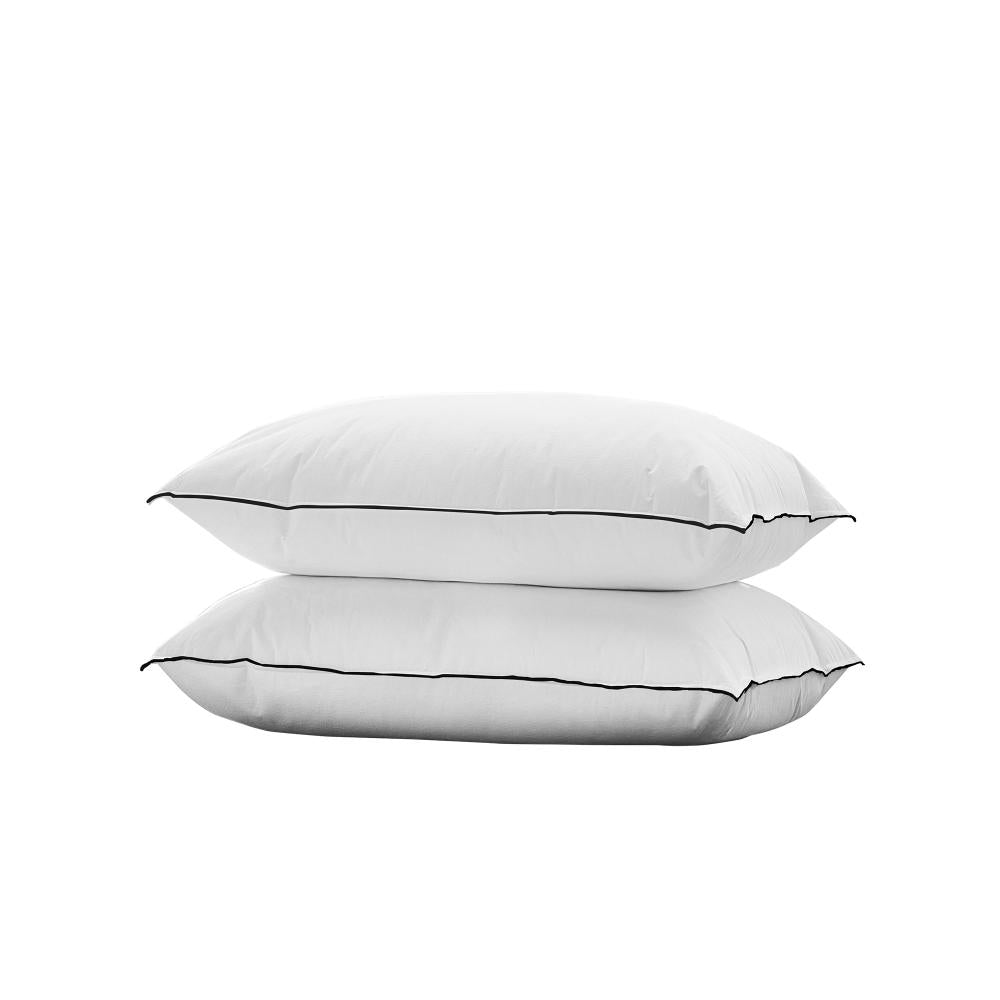 Set of Two Luxore 1kg Duck Feather & Down Pillows | High Quality Plush Duck Pillows with Cotton Cover