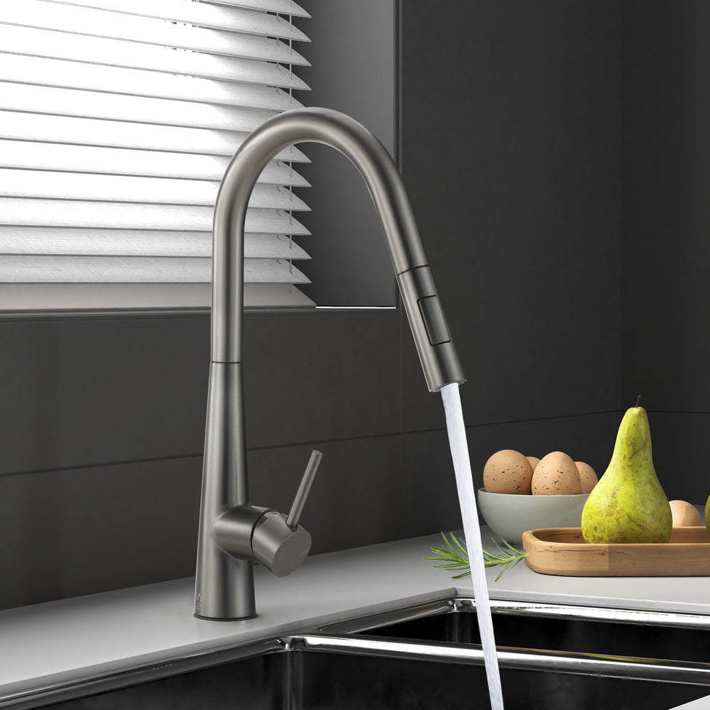 Miazzi Quality Pull Out Kitchen Mixer Tap in Black or Gun Metal | WELS 6 Kitchen Mixer Spray Faucet