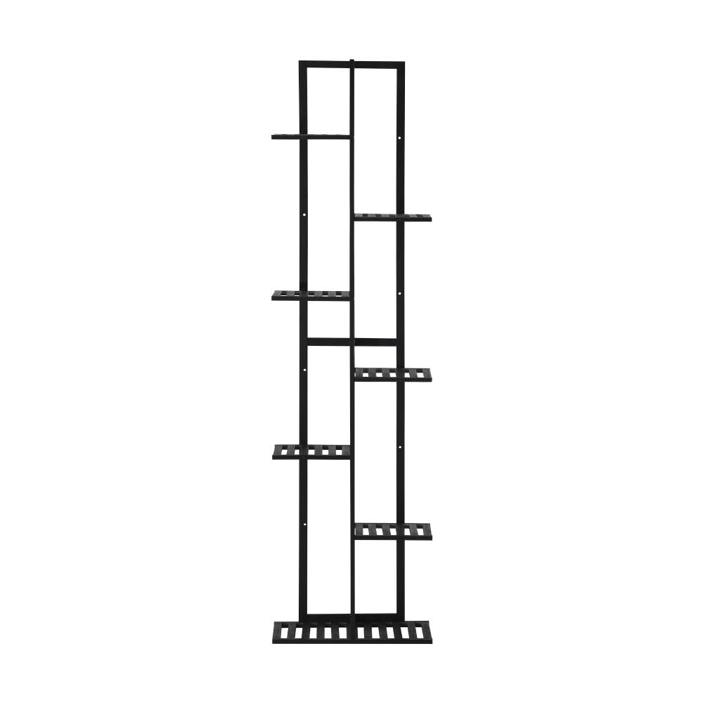 Natura 7 or 12 Tier Black Bamboo Plant Stand Tower | Multi Level Plant Flower Pot Shelf Rack Décor Stand